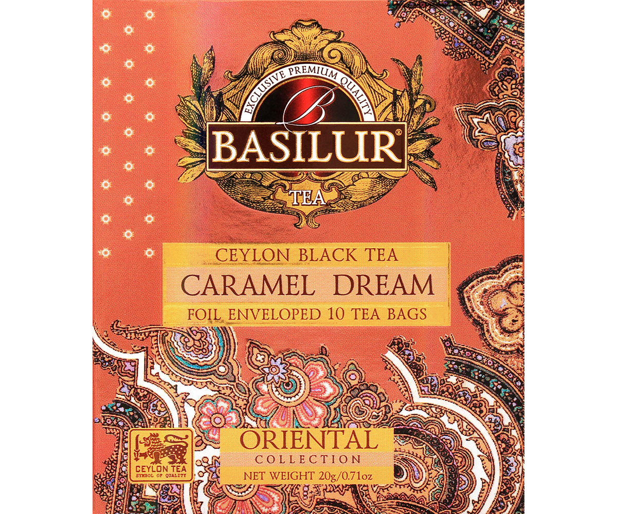 Herbata Basilur Caramel Dream z kolekcji Oriental – eleganckie opakowanie w stylu orientalnym