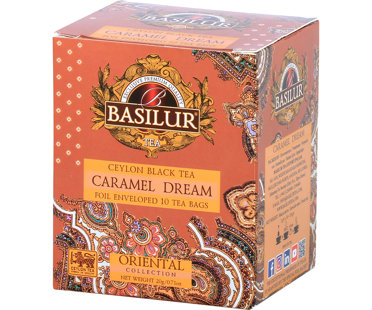 Herbata Basilur Caramel Dream 10 kopert czarnej herbaty cejlońskiej o smaku karmelu