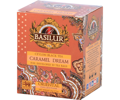 Herbata Basilur Caramel Dream 10 kopert czarnej herbaty cejlońskiej o smaku karmelu