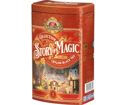 Opakowanie Basilur Story of Magic vol. I – czarna herbata cejlońska w ozdobnej puszce.