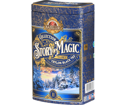Opakowanie Basilur Story of Magic vol. II – czarna herbata cejlońska w świątecznej edycji.