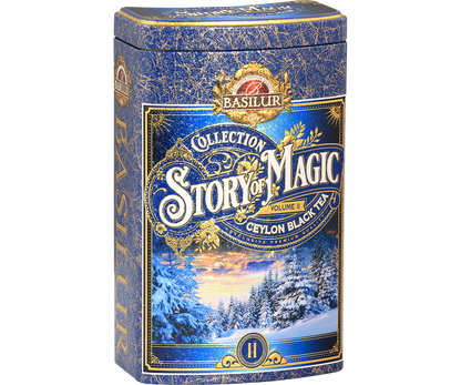 Puszka Basilur Story of Magic vol. II – kolekcjonerska edycja z motywem zimowego lasu.