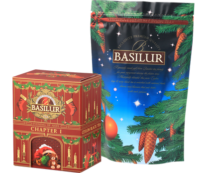 Zestaw herbaty Basilur Chapter I z eleganckim opakowaniem i wewnętrzną torebką, herbata czarna cejlońska.