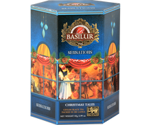 Herbata Basilur Christmas Tales – świąteczna puszka z motywem rodzinnych opowieści.