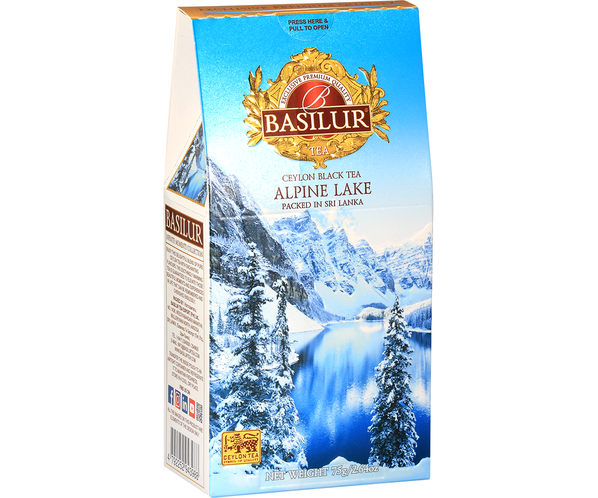 Aromatyczna czarna herbata Basilur Alpine Lake inspirowana alpejską naturą.