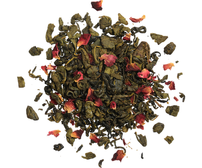 Mieszanka herbaty Basilur Floral Fantasy vol. III z zieloną herbatą i płatkami róż.