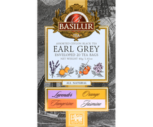 Opakowanie herbat Basilur Earl Grey Assorted z czterema smakami.