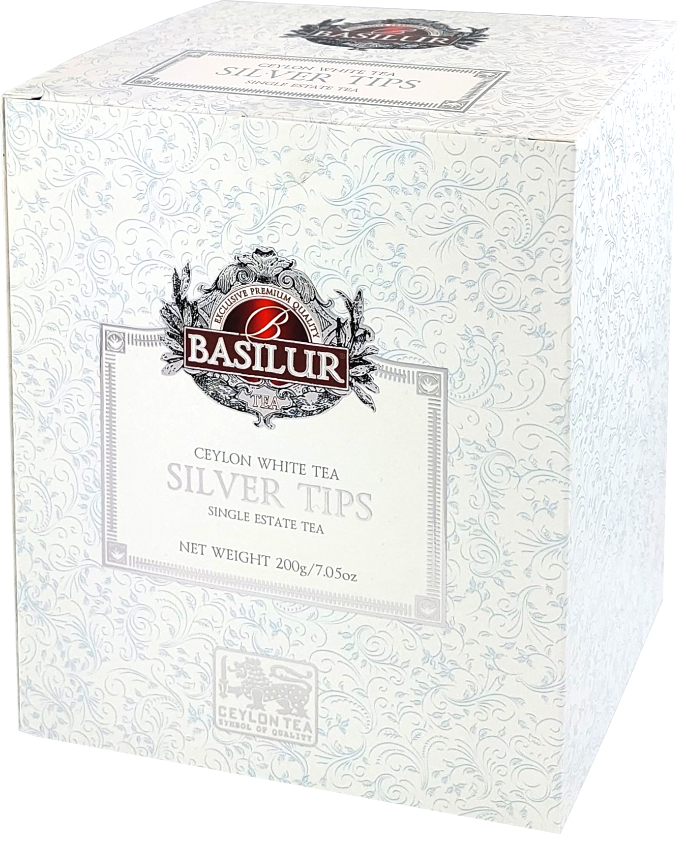 Drewniane opakowanie Basilur Silver Tips – luksusowa herbata cejlońska premium.