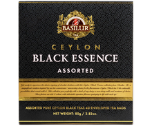Opakowanie Basilur Ceylon Black Essence z widocznym logo i opisem zestawu.