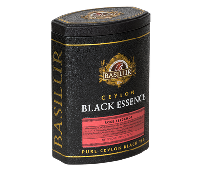 Herbata Basilur Black Essence Rose Bergamot widoczna z boku – aromatyczna herbata premium.