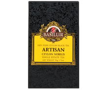 Elegancka czarno-złota puszka Basilur Ceylon Nobilis z kolekcji Artisan.