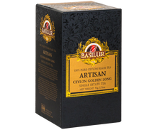 Opakowanie Basilur Ceylon Golden Long z kolekcji Artisan – czarna herbata cejlońska 50 g.