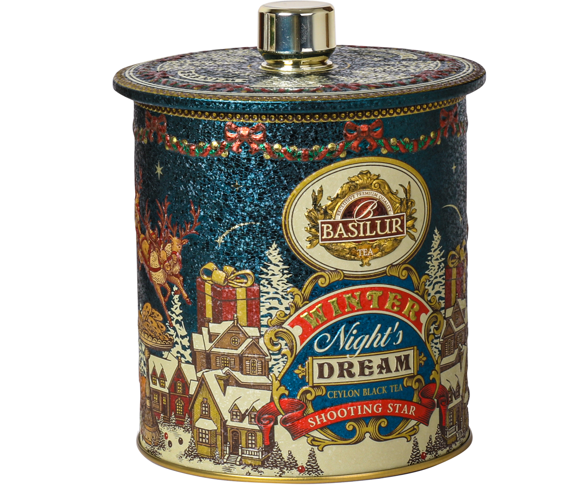 Zimowa puszka z herbatą Basilur Shooting Star – edycja świąteczna.