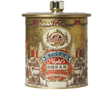 Elegancka puszka Basilur Golden Hour – świąteczna herbata czarna Ceylon.