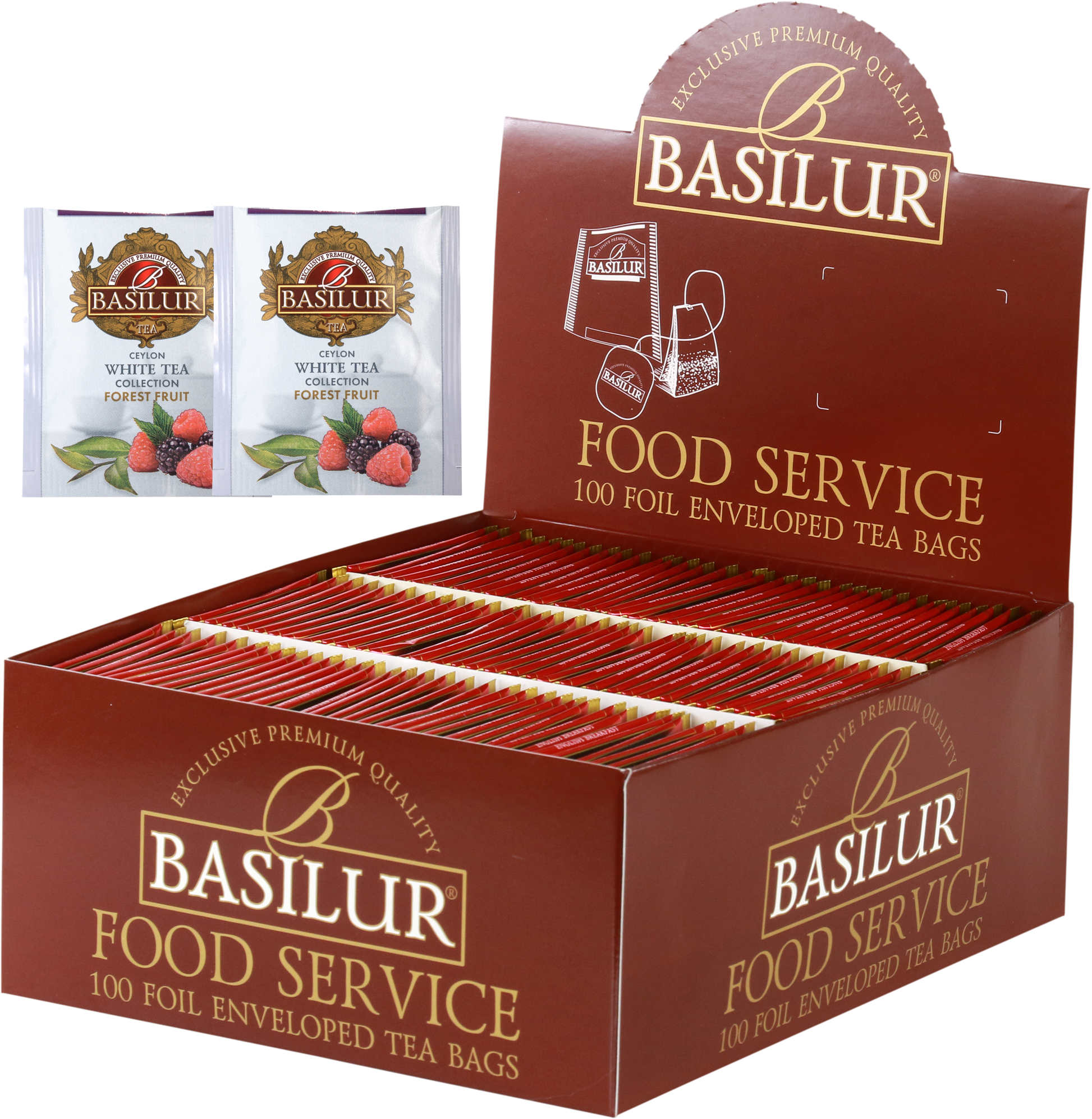 Zestaw Basilur Forest Fruit – 100 torebek białej herbaty cejlońskiej o smaku owoców leśnych.