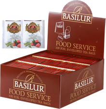 Zestaw Basilur Forest Fruit – 100 torebek białej herbaty cejlońskiej o smaku owoców leśnych.