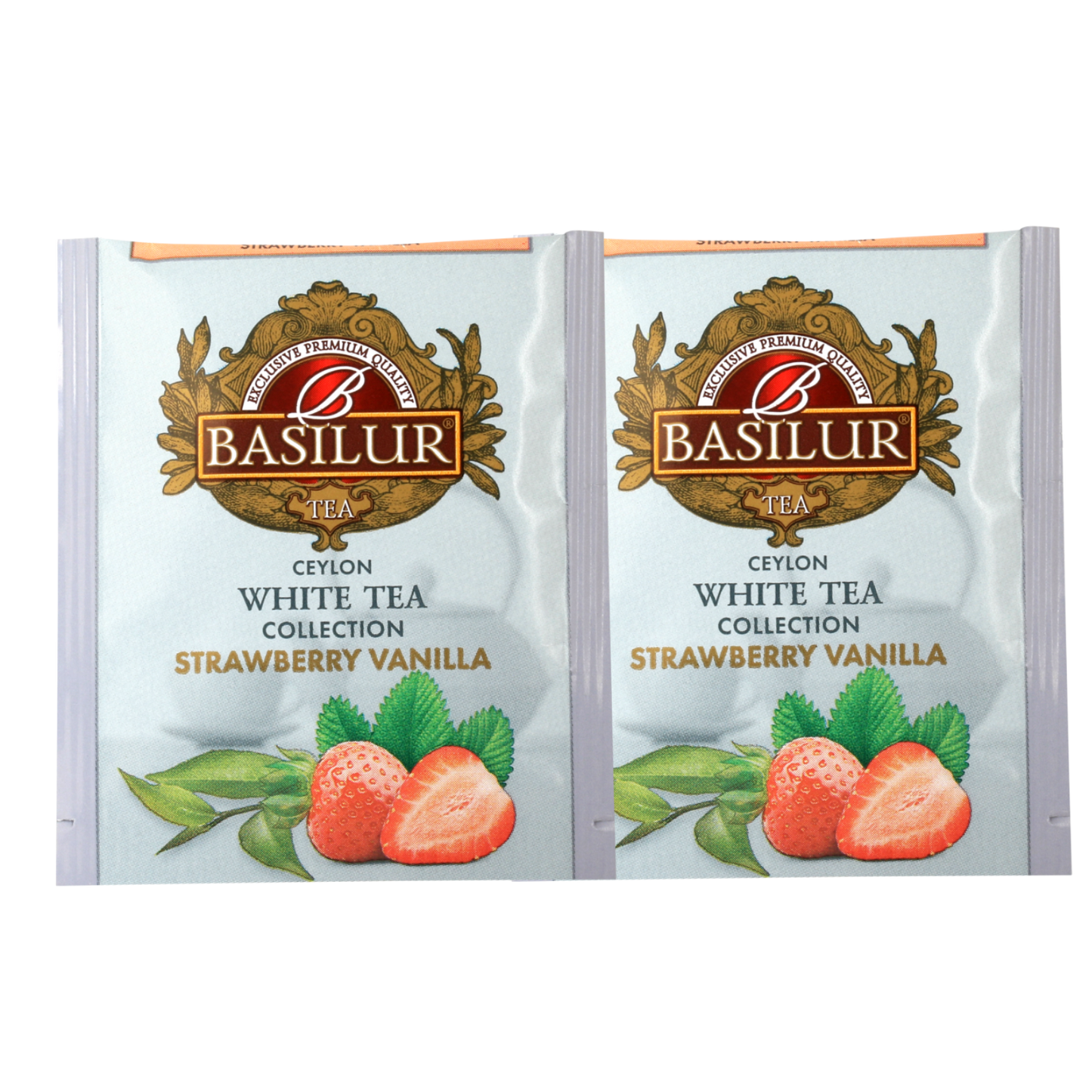 Dwie koperty herbaty białej basilur strawberry & vanilla