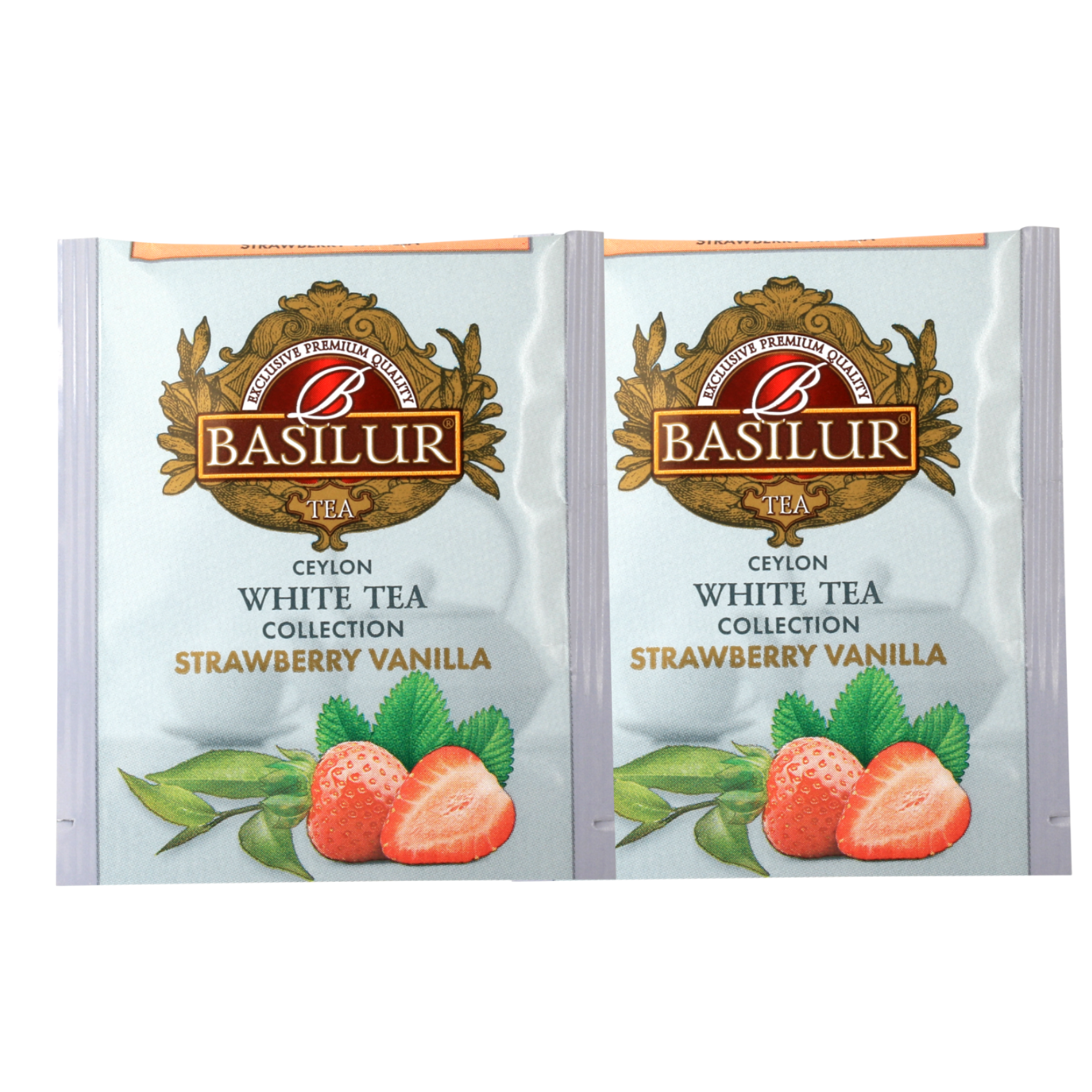 Dwie koperty herbaty białej basilur strawberry & vanilla