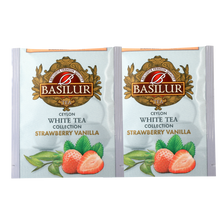 Dwie koperty herbaty białej basilur strawberry & vanilla