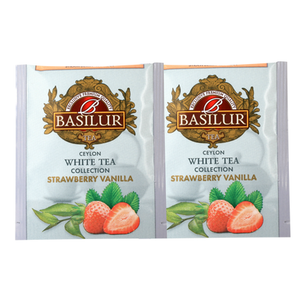 Dwie koperty herbaty białej basilur strawberry & vanilla