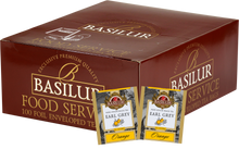 Zestaw Basilur Earl Grey Orange 100 x 2 g – aromatyczna czarna herbata z bergamotką i pomarańczą w eleganckim kartonowym pudełku.