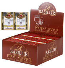 Herbata Basilur Earl Grey Jasmine w opakowaniu Food Service 100 torebek – czarna herbata cejlońska z jaśminem i bergamotką.