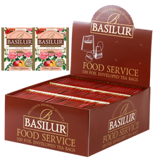 Herbata Basilur Wild Rose w ekspozytorze typu food service, 100 torebek w kopertach.
