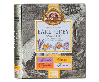 Opakowanie herbaty Basilur Earl Grey Assorted – zestaw czterech smaków.