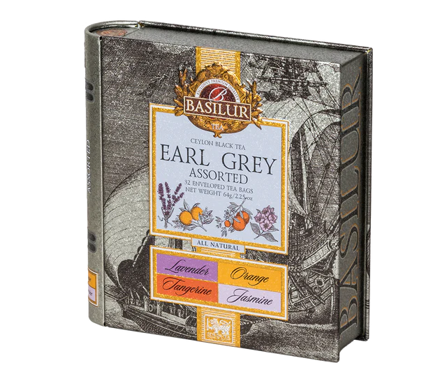 Zestaw herbat Basilur Earl Grey Assorted prezentowany pod kątem – 32 koperty.