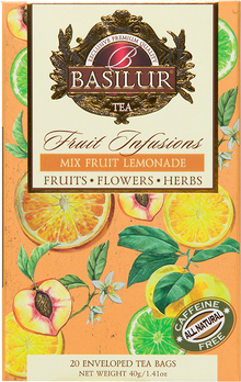 Front opakowania Basilur Mix Fruit Lemonade – aromatyczna herbata z kolekcji Fruit Infusions.
