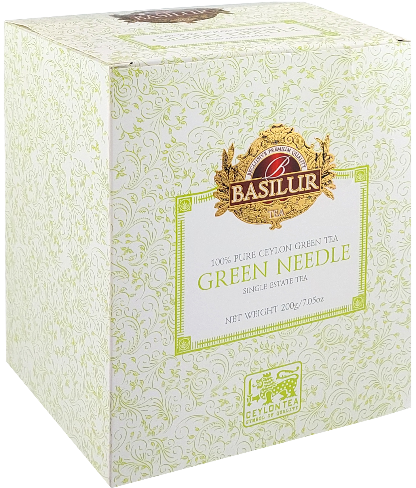 Drewniane pudełko Basilur Green Needle – ekskluzywna herbata cejlońska klasy premium.