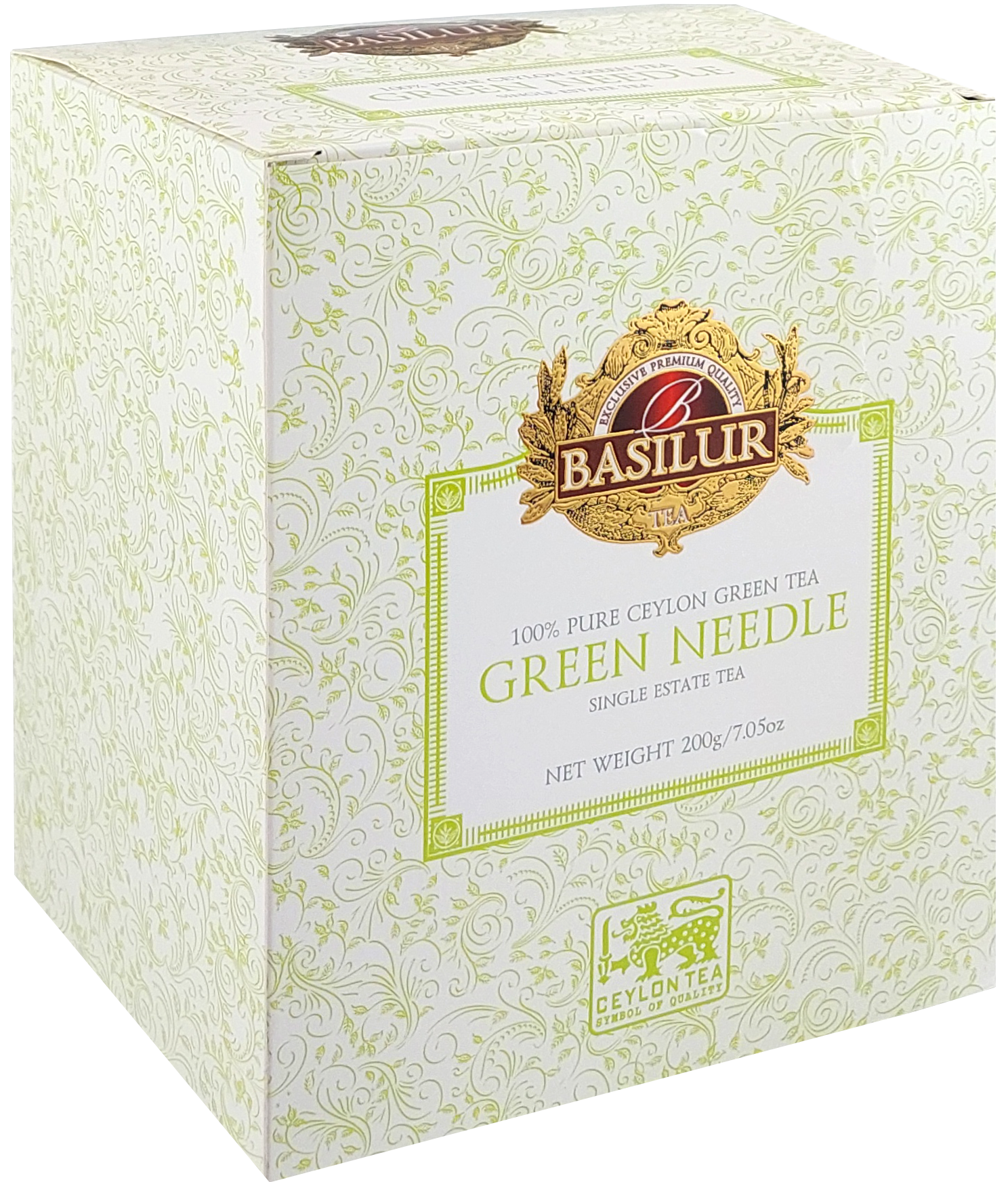 Drewniane pudełko Basilur Green Needle – ekskluzywna herbata cejlońska klasy premium.