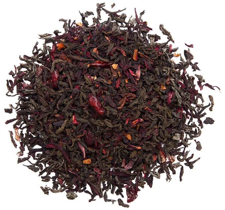 Liście herbaty Basilur Berry Serenade z dodatkiem żurawiny, hibiskusa i owoców.