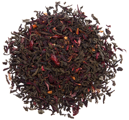 Liście herbaty Basilur Berry Serenade z dodatkiem żurawiny, hibiskusa i owoców.