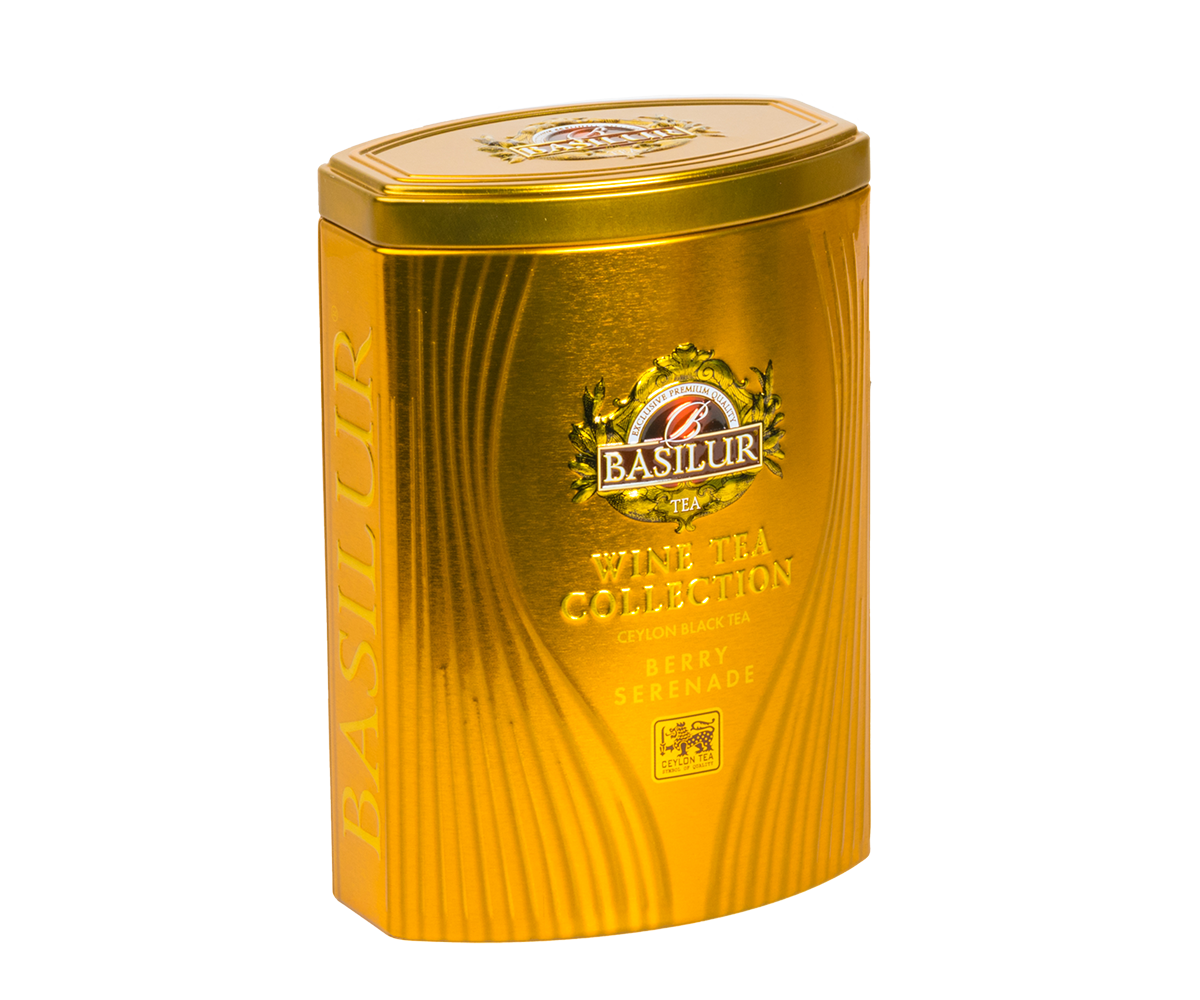 Puszka herbaty Basilur Berry Serenade z kolekcji Wine Tea Collection, elegancki design.