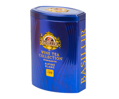 Opakowanie Basilur Alpine Blanc z kolekcji Wine Tea Collection, ekskluzywna czarna herbata.