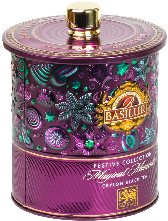 Elegancka puszka Basilur Magical Moments, czarna herbata z kolekcji Festive.