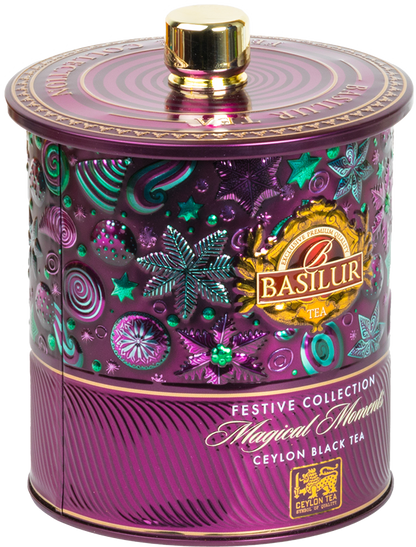 Elegancka puszka Basilur Magical Moments, czarna herbata z kolekcji Festive.