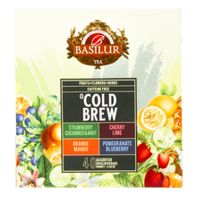 Bok opakowania Basilur Cold Brew – naturalna herbata owocowa do przygotowania na zimno.