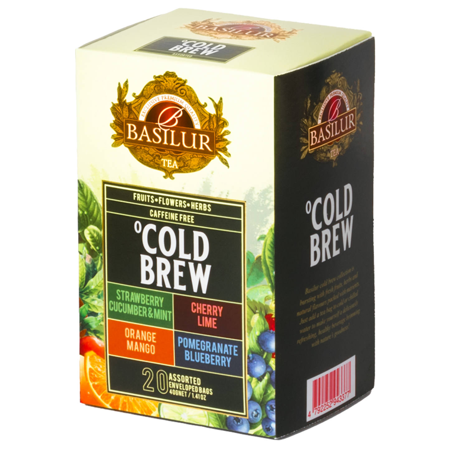 Zestaw herbat Basilur Cold Brew w opakowaniu z pięcioma smakami do zaparzania na zimno.