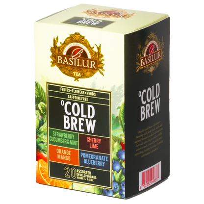 Zestaw herbat Basilur Cold Brew w opakowaniu z pięcioma smakami do zaparzania na zimno.