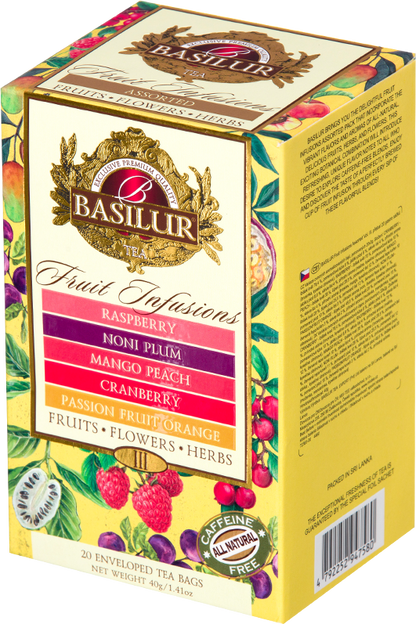 Opakowanie Basilur Fruit Infusions Vol. III – zestaw herbat owocowych bez kofeiny.