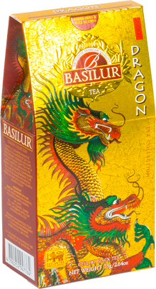 Herbata Basilur Gold Dragon z kolekcji Dragon Collection – czarna herbata Ceylon w złotym opakowaniu.