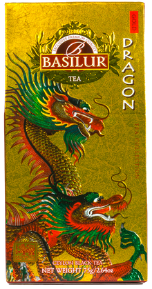 Czarna herbata cejlońska Basilur Gold Dragon – eleganckie pudełko prezentowe.
