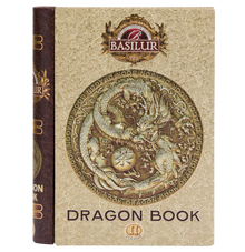 Herbata Basilur Dragon Tea Book vol. II w ozdobnej puszce w kształcie książki z motywem smoka.
