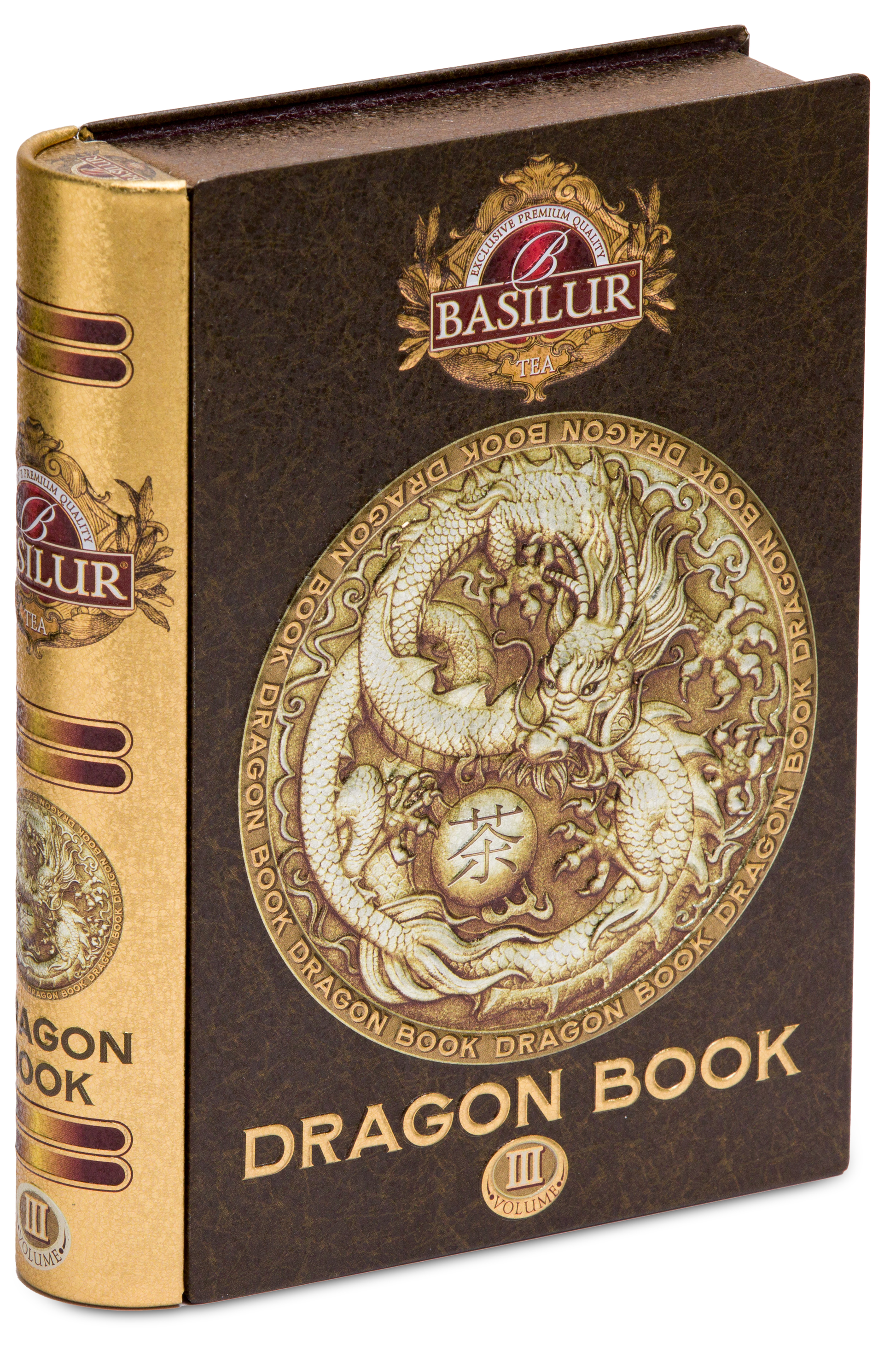 Herbata Basilur Dragon Tea vol. III w puszce w kształcie książki – czarna herbata Ceylon.