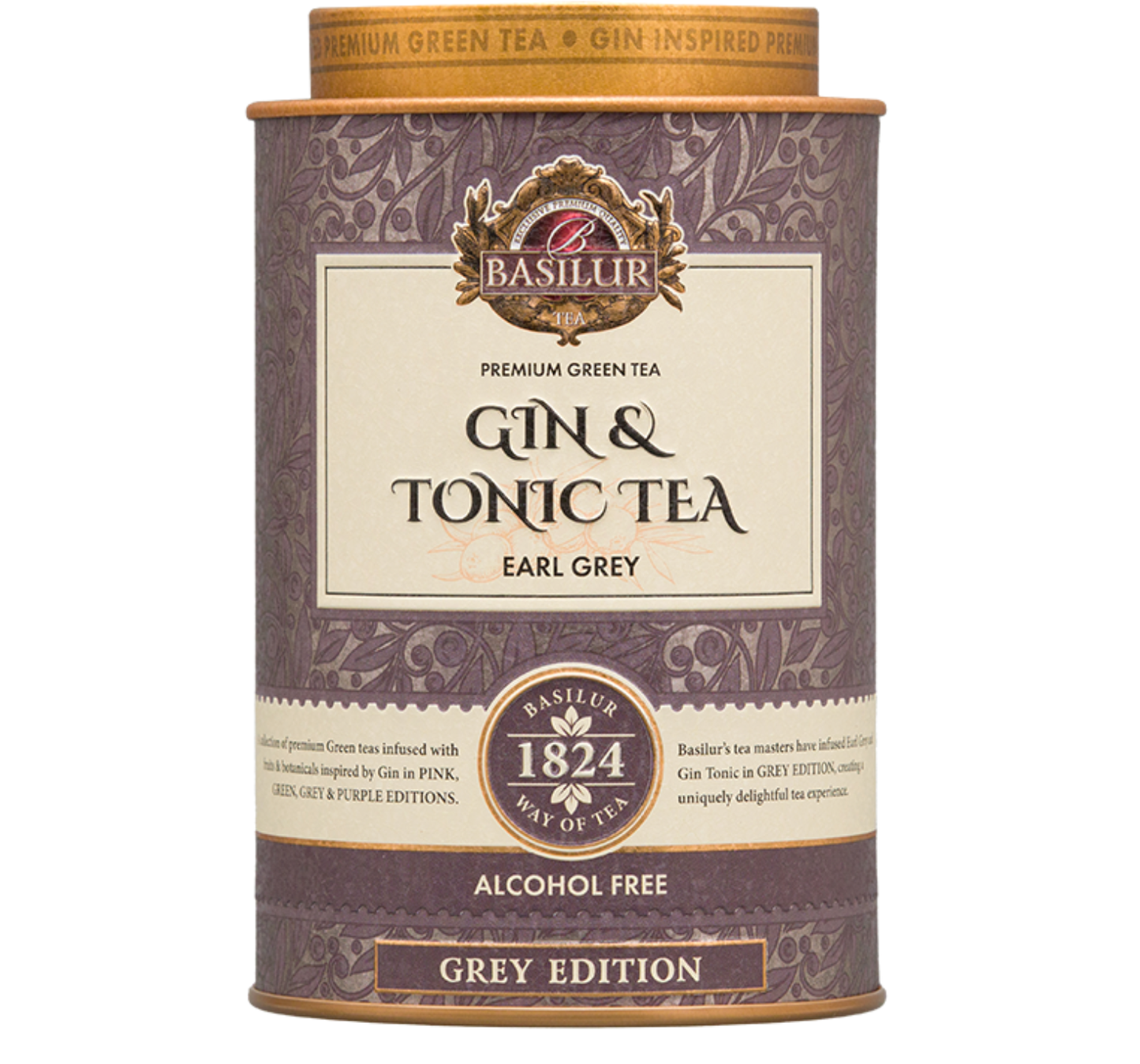 Puszka herbaty Basilur Gin & Tonic Earl Grey 75 g – zielona herbata inspirowana drinkiem gin z tonikiem i bergamotką.