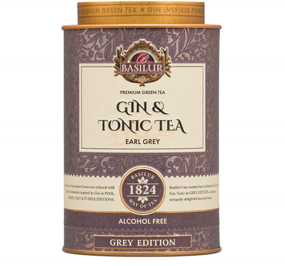 Puszka herbaty Basilur Gin & Tonic Earl Grey 75 g – zielona herbata inspirowana drinkiem gin z tonikiem i bergamotką.