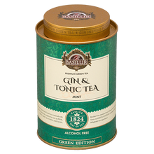 Zielona puszka Basilur Gin & Tonic Mint – edycja Green Edition, herbata o orzeźwiającym miętowym smaku.
