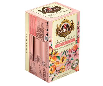 Opakowanie herbaty Basilur Peach & Apricot z serii Fruity Fusions.